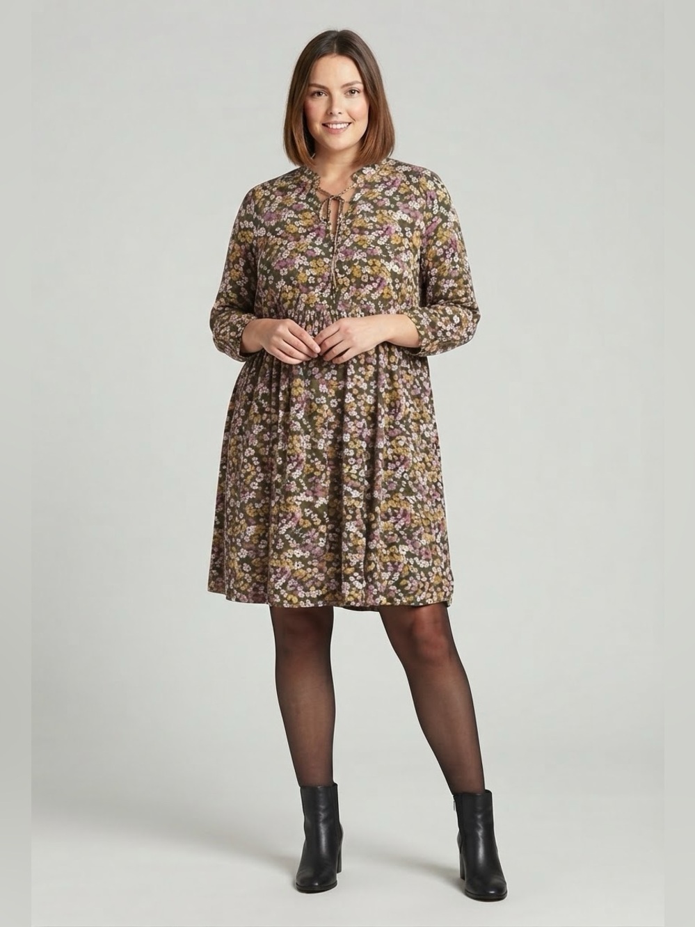 Torrid Mini Stretch Challis Front Keyhole Dress